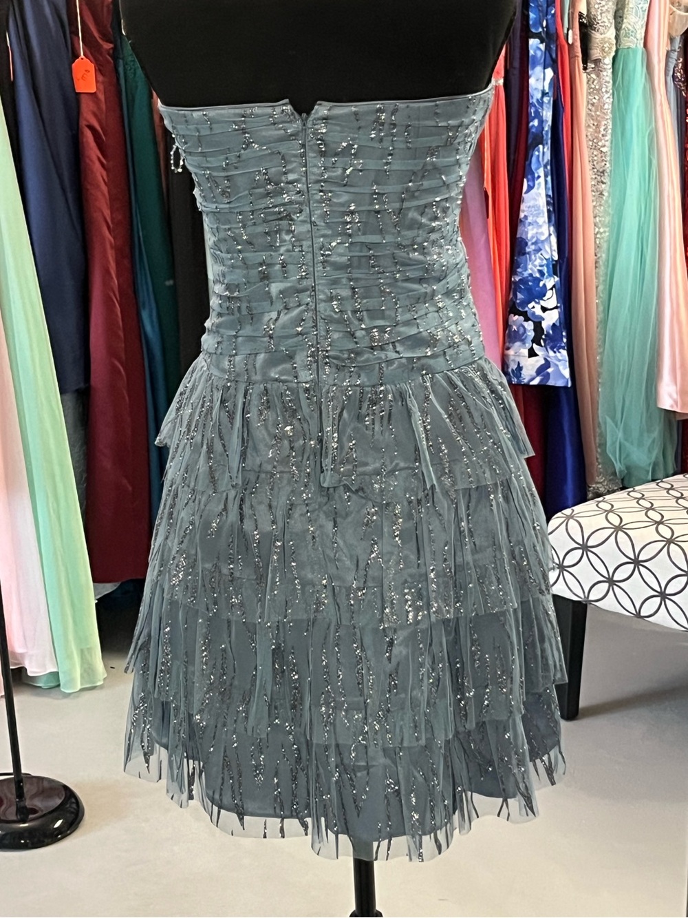 Jump Strapless Light Blue Layered Ruffle Prom Dress - Picture 2 of 3